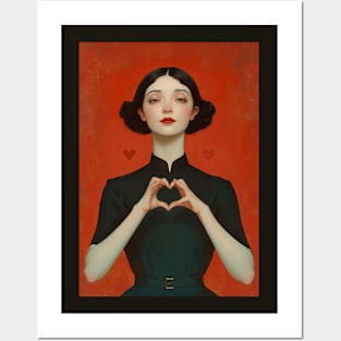 Woman Heart Hand Sign Posters and Art